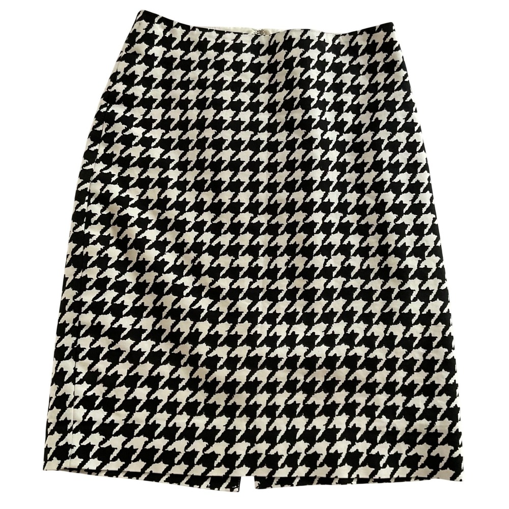The limited women's pencil skirt cotton black white houndstooth retro preppy 6‎